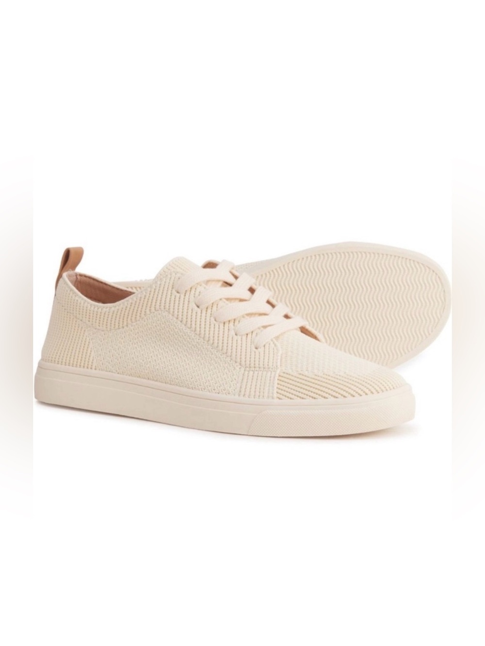 Lucky Brand Laddix Knit Sneakers Women's 9.5 Lace Up knit mesh off white Boho